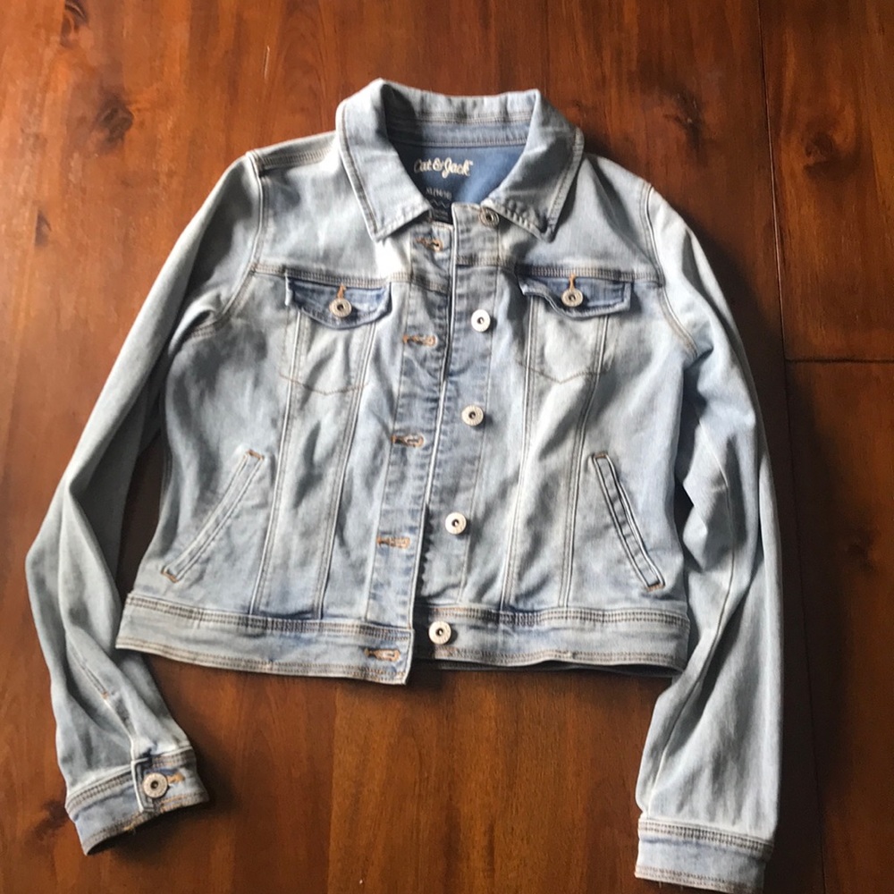 light colored jean jacket